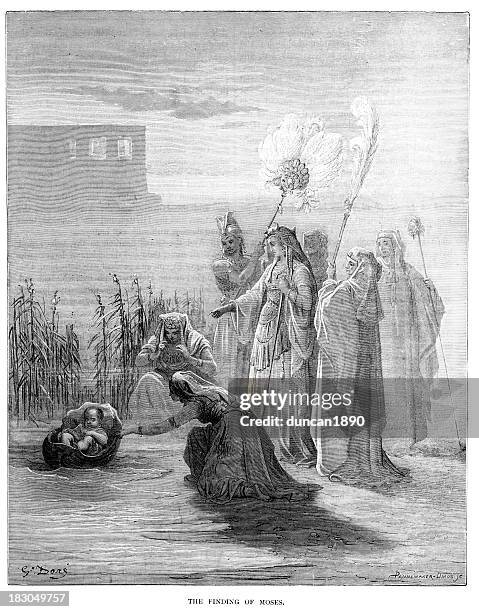 finding moses - middle eastern children stock illustrations
