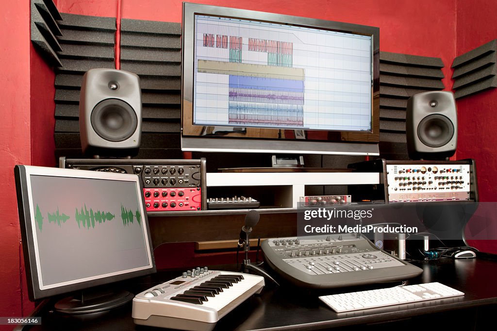 Small sound recording studio desk