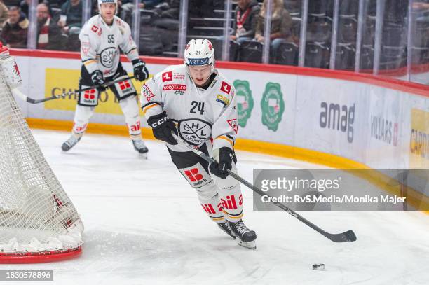 Arttu Ruotsalainen of HC Lugano in action during the National League match between Lausanne HC and HC Lugano at Vaudoise Arena on December 2, 2023 in...