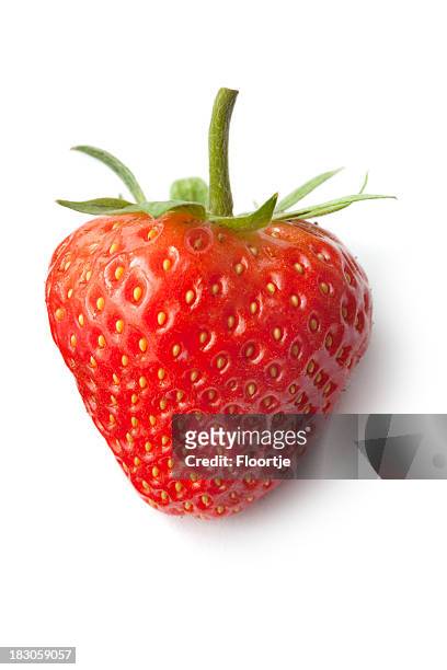 fruit: strawberry isolated on white background - strawberry stock pictures, royalty-free photos & images