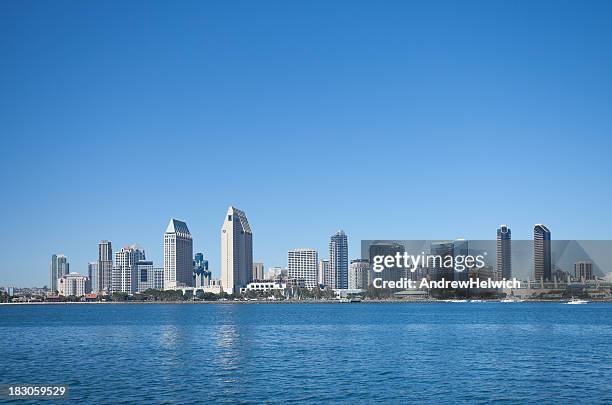 san diego's downtown skyline on a clear day - downtown san diego stock pictures, royalty-free photos & images