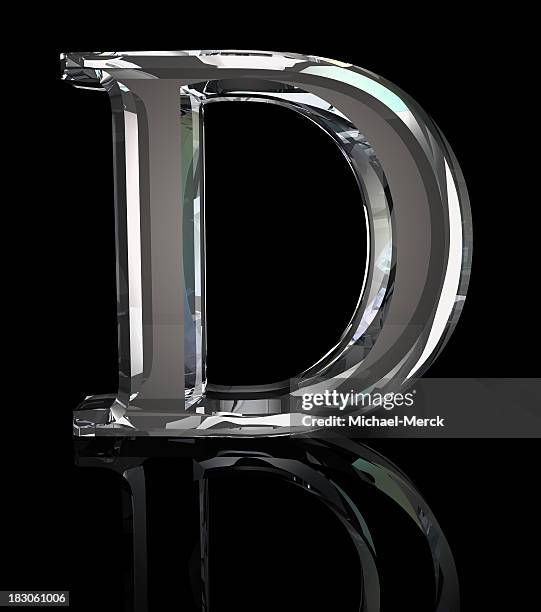 crystal buchstabe d - 3d typo stock-fotos und bilder