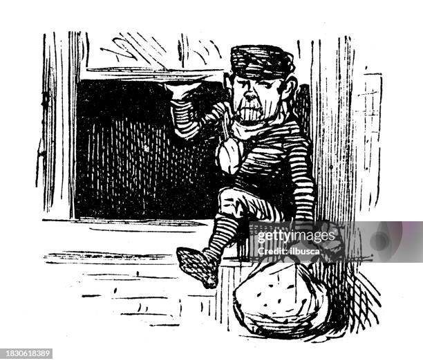 british satire caricature comic cartoon illustration - burglary stock illustrations