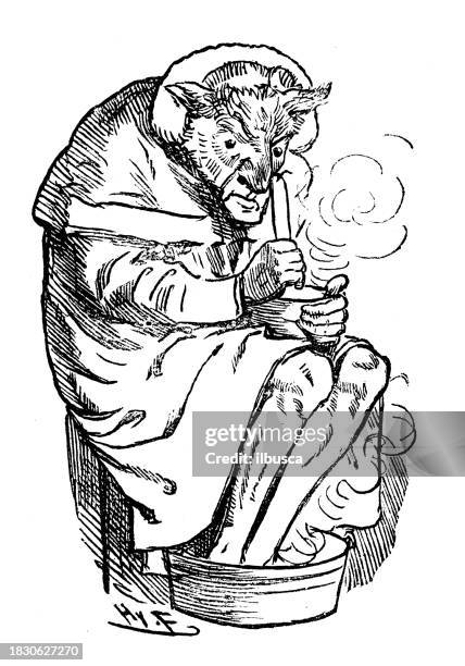 british satire caricature comic cartoon illustration - werewolf stock illustrations