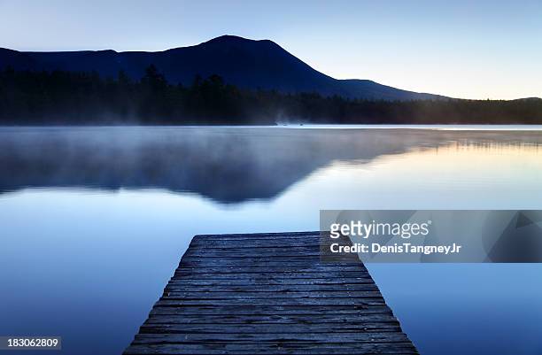 calm pond with boardwalk - baxter state park stock pictures, royalty-free photos & images