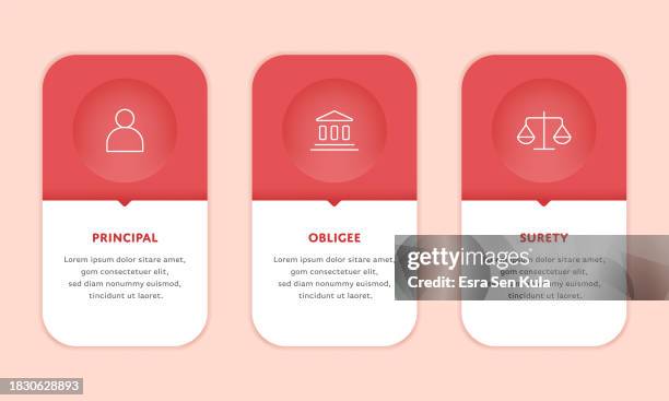 surety bond concept infographic design with solid icons. - school principal stock illustrations