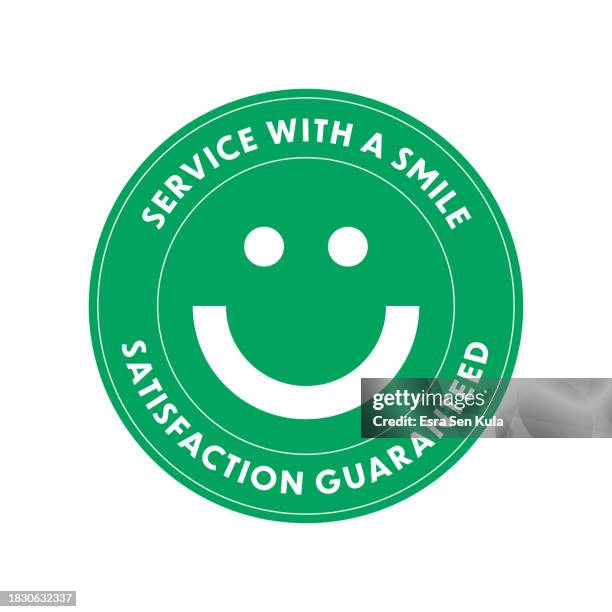 circular and vector customer satisfaction label. - green stamp stock illustrations