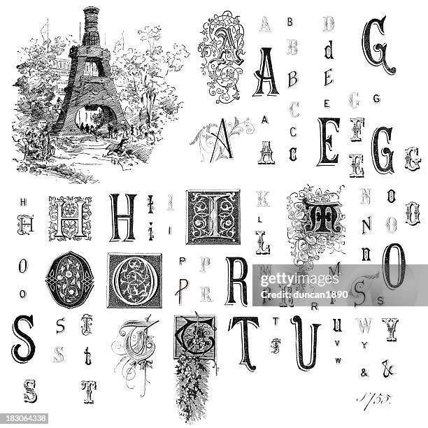 retro alphabet letters - as g stock illustrations