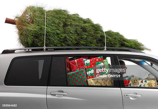 christmas shopping - christmas driving stockfoto's en -beelden