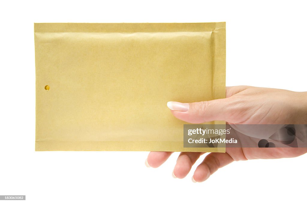Female delivering a beige envelope