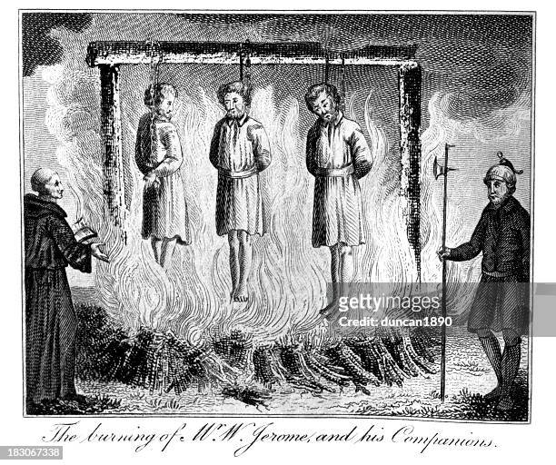 buring of mr w jerome and his companions - martyr stock illustrations