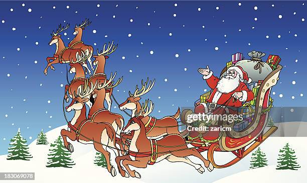 santa claus - santa sledge stock illustrations