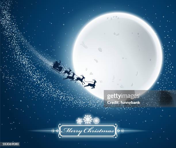 santa's sleigh on moon - moon surface stock illustrations