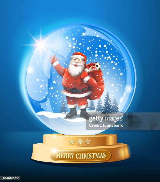 santa claus snow globe - glasses reflection stock illustrations