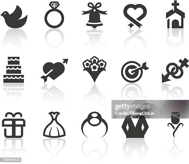 wedding icons | simple black series - bunch of flowers stock illustrations