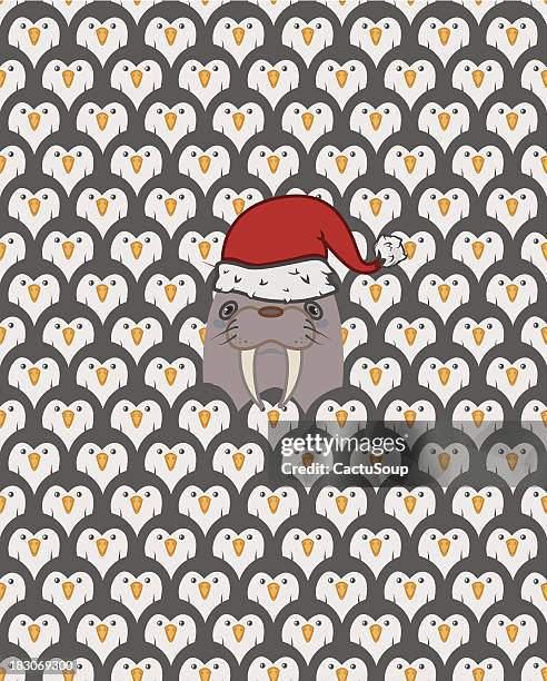 walrus christmas - walrus stock illustrations