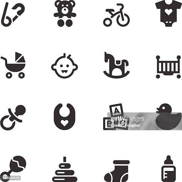 ilustraciones, imágenes clip art, dibujos animados e iconos de stock de iconos de bebé-serie black - escuela preescolar