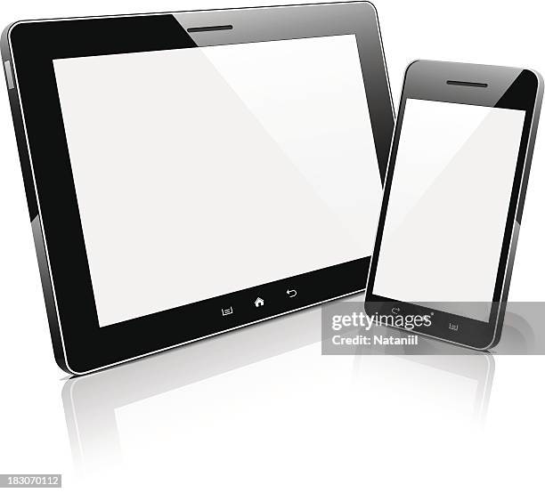 mobile devices with blank screens - computer blank screen stock illustrations