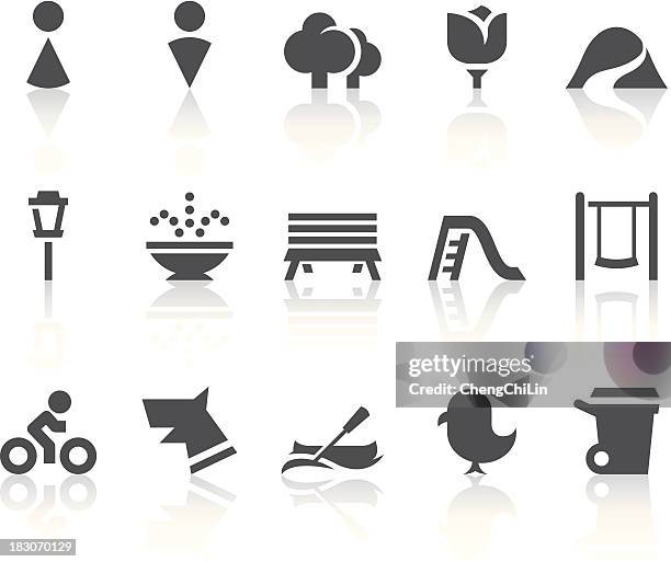 stockillustraties, clipart, cartoons en iconen met park icons | simple black series - straatlamp