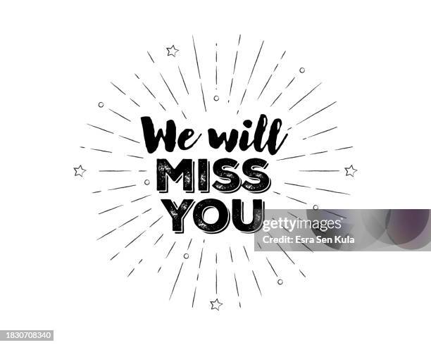 hand-lettered we will miss you text with sketchy firework burst - leaving card stock illustrations