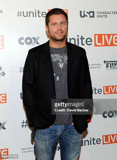 Actor James Roday arrives at the "UniteLIVE: The Concert to Rock Out Bullying" at the Thomas & Mack Center on October 3, 2013 in Las Vegas, Nevada.
