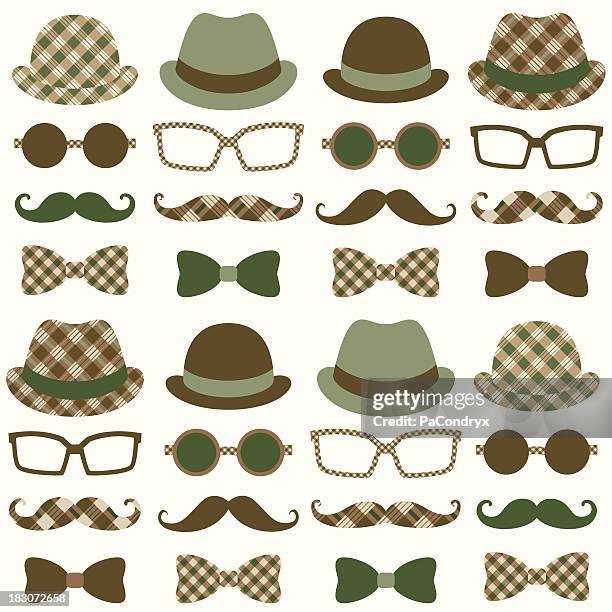 hipster schnurrbart retro-muster - movember stock-grafiken, -clipart, -cartoons und -symbole