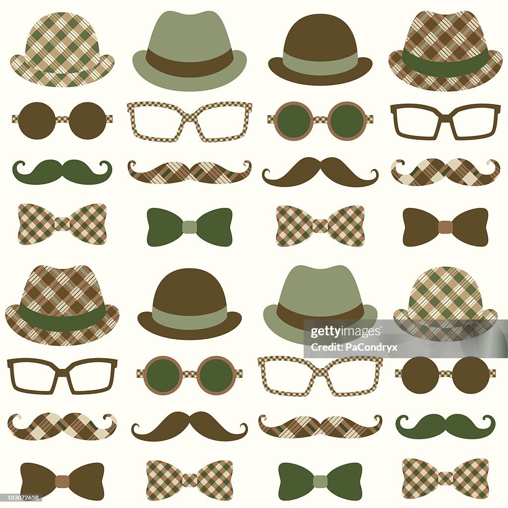 Hipster Moustache Retro Pattern