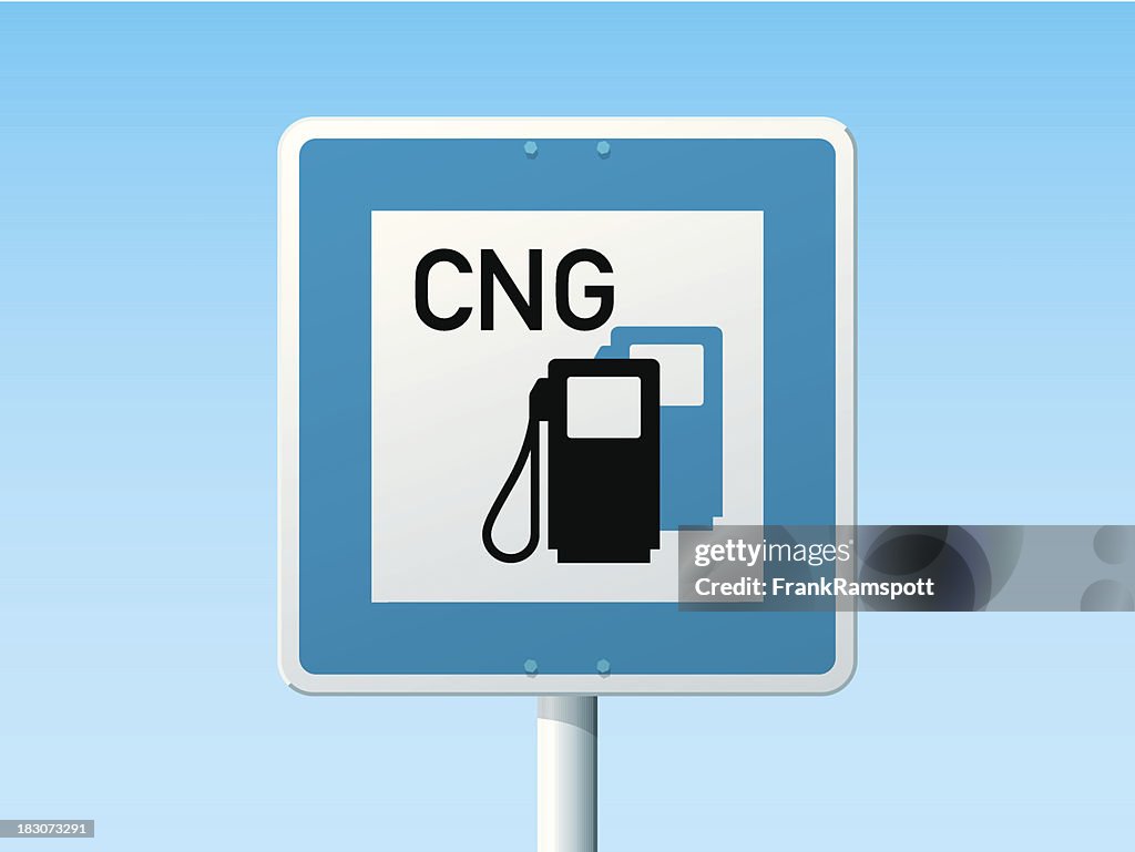 Compressed Natural Gas Station German Road Sign