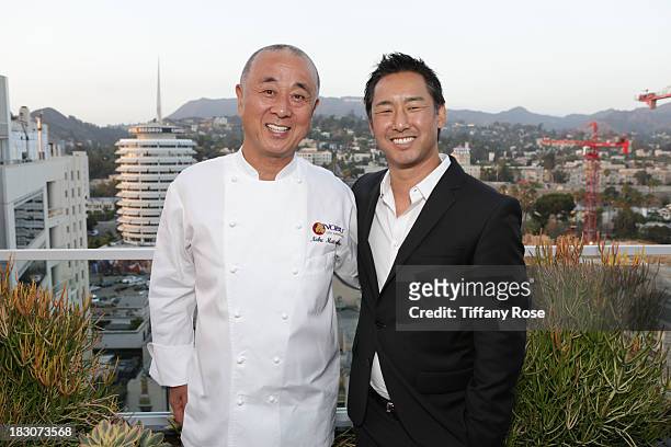 Chef Nobu and general manager Darren Kim attend "A Night with Nobu Matsuhisa" at the W Residences on October 3, 2013 in Hollywood, California.