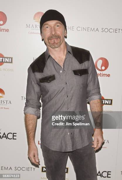 Musician The Edge attends the Marvista Entertainment & Lifetime with The Cinema Society screening of "House of Versace" at Museum of Modern Art on...