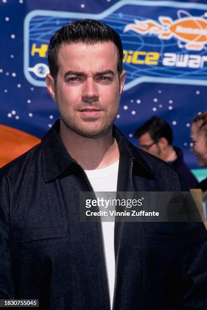 American media personality and television presenter Carson Daly attends the 14th Annual Kids' Choice Awards, held at the Barker Hangar, Santa Monica...