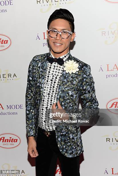 Designer Johnny Anastacio arrives for A la mode Productions Presents Designers Night Out at Sofitel Hotel on October 3, 2013 in Los Angeles,...