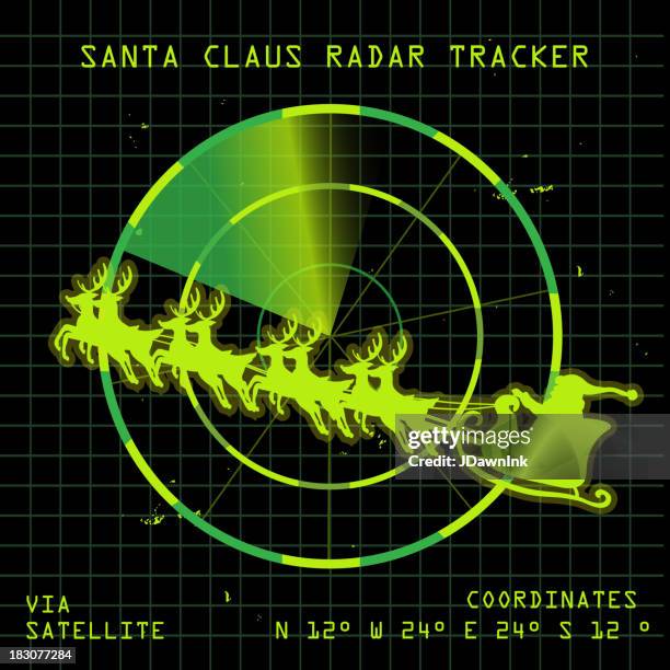 ilustrações de stock, clip art, desenhos animados e ícones de santa claus radar design - santa claus
