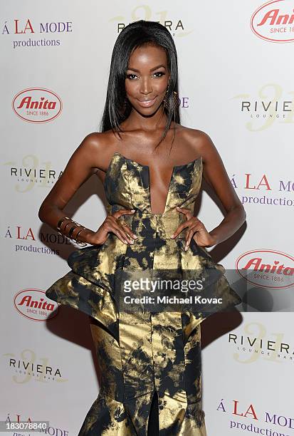Tia Shipman arrives for A la mode Productions Presents Designers Night Out at Sofitel Hotel on October 3, 2013 in Los Angeles, California.