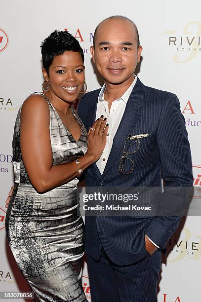 Leonard Espra and Malinda Williams arrive for A la mode Productions Presents Designers Night Out at Sofitel Hotel on October 3, 2013 in Los Angeles,...