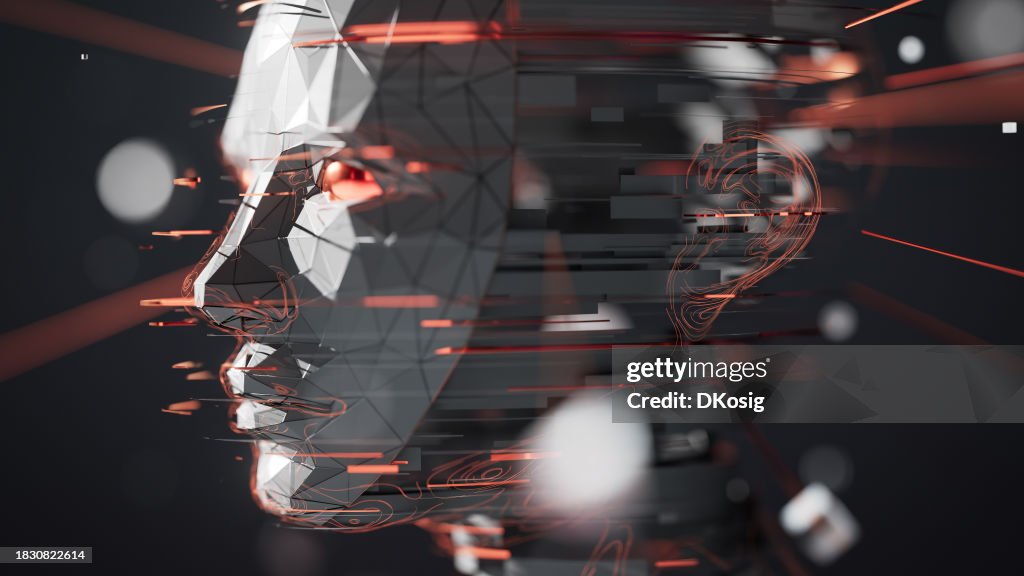 Fragmentos De La Mente Humana - Inteligencia Artificial, Tecnología Peligrosa, Noticias Falsas - Oscuro, Rojo
