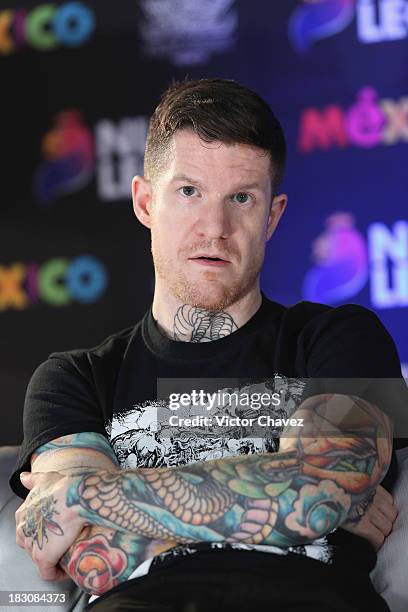 Andy Hurley of Fall Out Boy attends a press conference during the MTV World Stage Monterrey Mexico 2013 at Arena Monterrey on October 3, 2013 in...