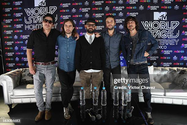 Angel Mosqueda, Rodrigo Guardiola, Jesus Baez, Angel Mosqueda and Leon Larregui of Zoe attend a press conference during the MTV World Stage Monterrey...