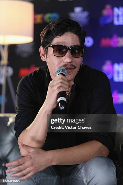 Sergio Acosta of Zoe attend a press conference during the MTV World Stage Monterrey Mexico 2013 at Arena Monterrey on October 3, 2013 in Monterrey,...