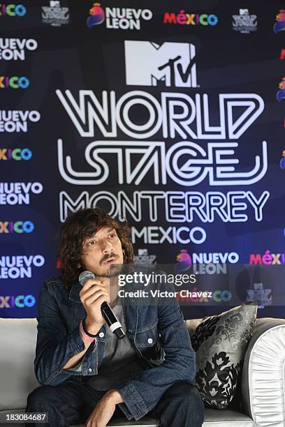 Leon Larregui of Zoe attend a press conference during the MTV World Stage Monterrey Mexico 2013 at Arena Monterrey on October 3, 2013 in Monterrey,...