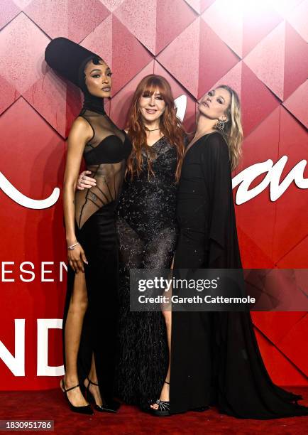 Jourdan Dunn, Charlotte Tilbury and Kate Moss attend The Fashion Awards 2023 presented by Pandora at the Royal Albert Hall on December 04, 2023 in...