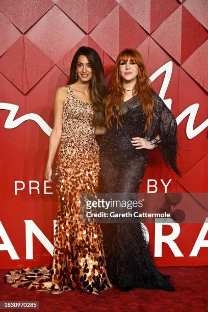 Amal Clooney and Charlotte Tilbury attend The Fashion Awards 2023 presented by Pandora at the Royal Albert Hall on December 04, 2023 in London,...