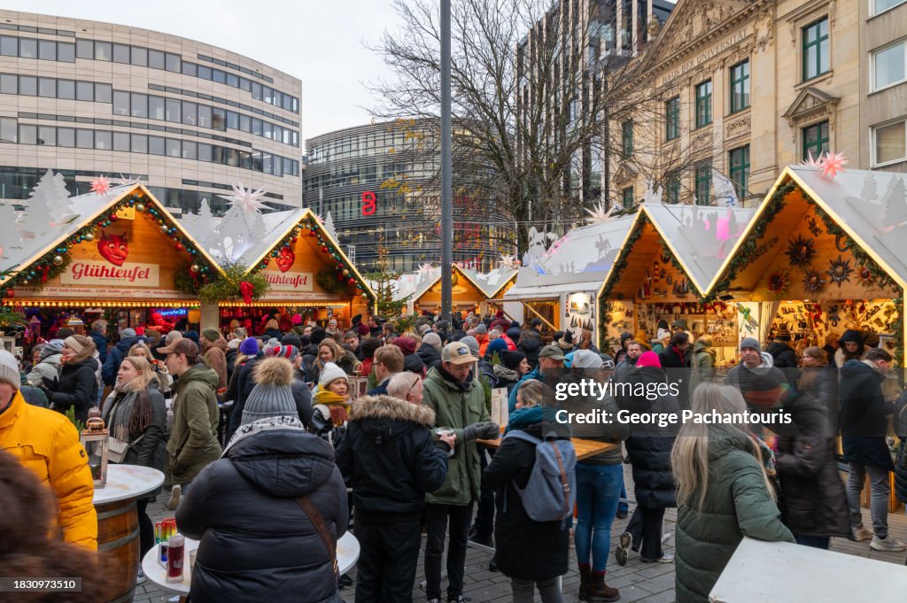 People on the Christmas market in Dusseldorf, Germany