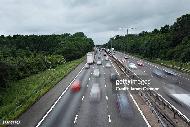 rush hour - car highway stock-fotos und bilder