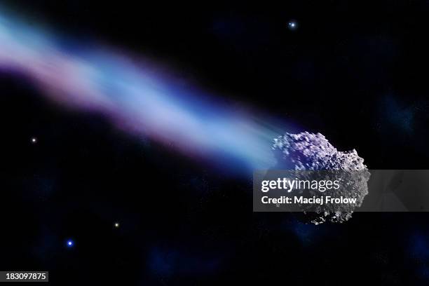 meteor with colorful tail - vapor trail stock illustrations