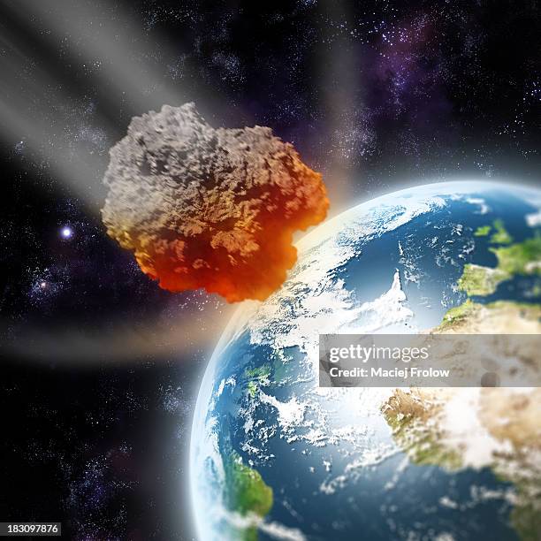 asteroid approching planet earth - asteroid stock illustrations