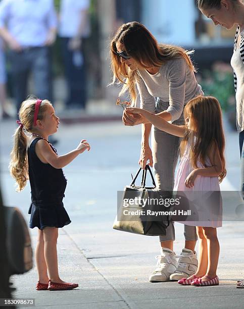 Tabitha Broderick, actress Sarah Jessica Parker and Marion Broderick are seen in Soho on October 4, 2013 in New York City.