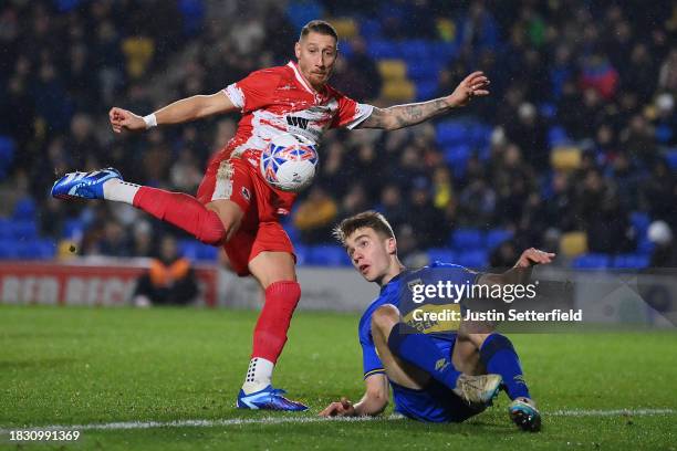 Lee Martin of Ramsgate shoots and misses during the Emirates FA Cup Second Round match between AFC Wimbledon and Ramsgate at The Cherry Red Records...