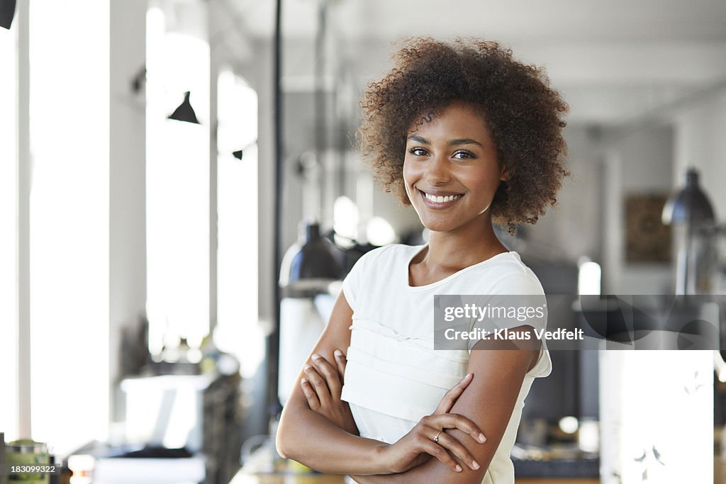 Portrait of cool creative businesswoman