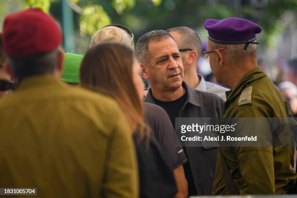Lt. Gen. Aviv Kochavi, former IDF Chief of Staff, arrives for the funeral of Col. Asaf Hamami, commander of Gaza Division's Southern Brigade, at the...